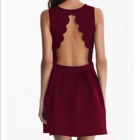 Maroon open back skater dress new - Picture 5 of 8